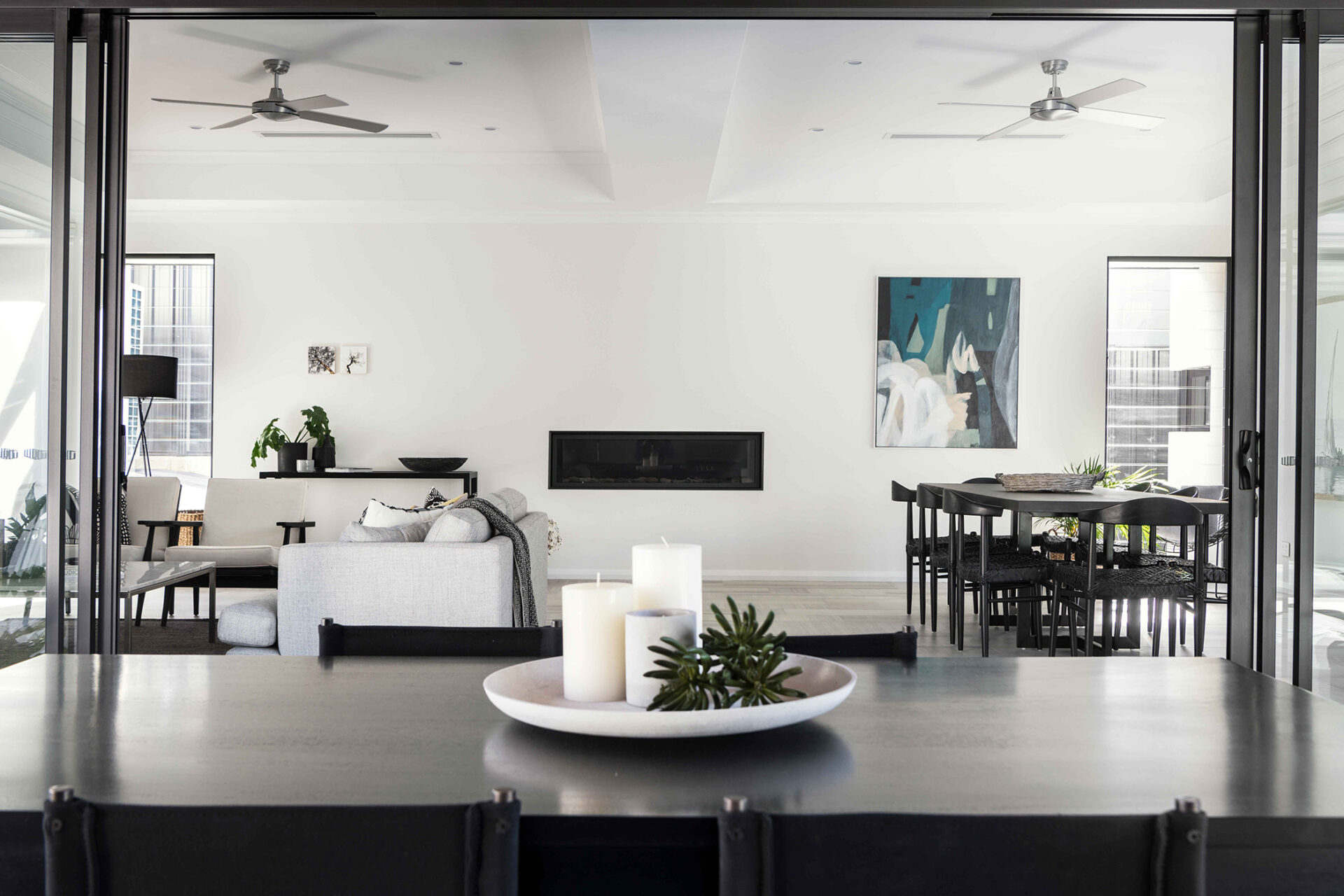 Living area with candles