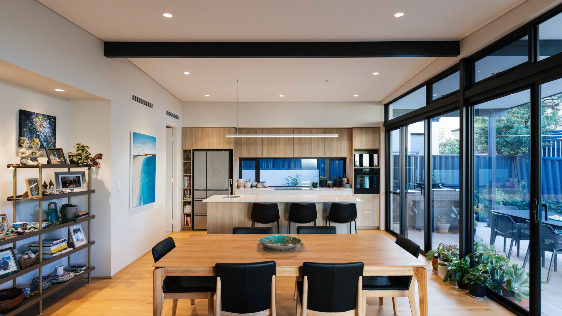 The photo shows the finished dining and kitchen, for our clients