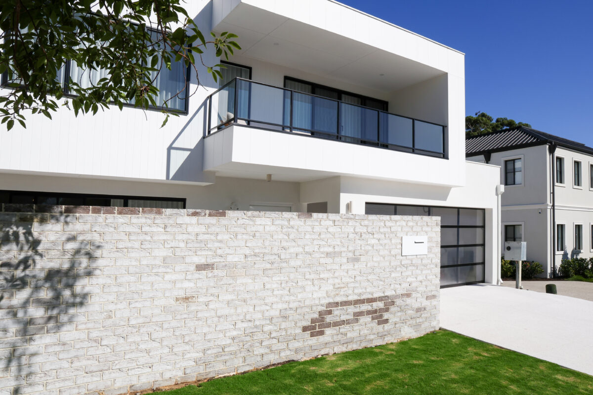 Angled view of the front of a double storey client home in Perth