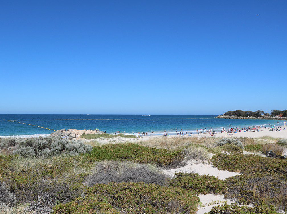 A view of the beach in Sorrento, Western Australia. One of the safest suburbs to build a new home in Perth